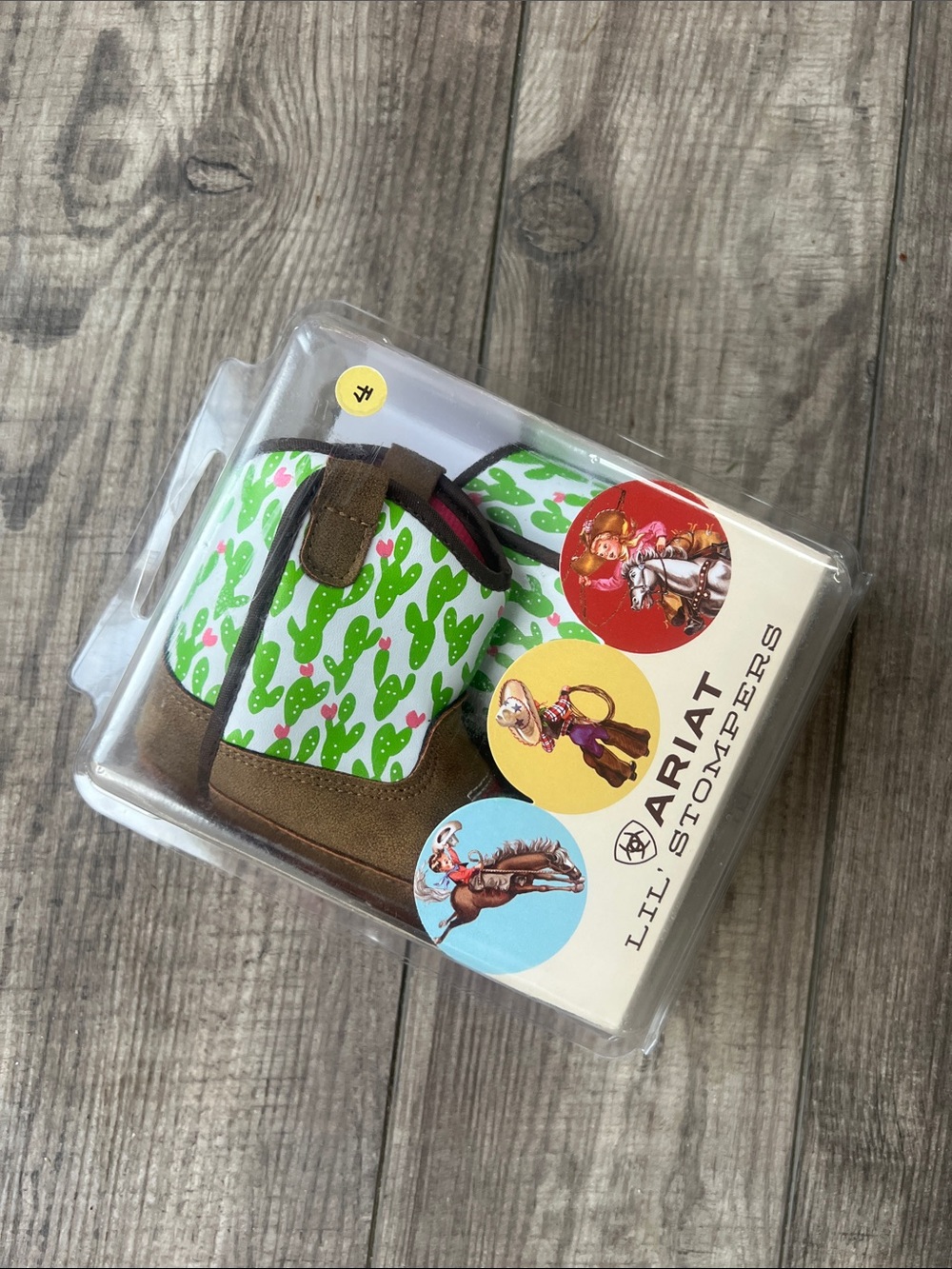 Ariat Kids Cactus Print Brown Trim Lil' Stompers Booties